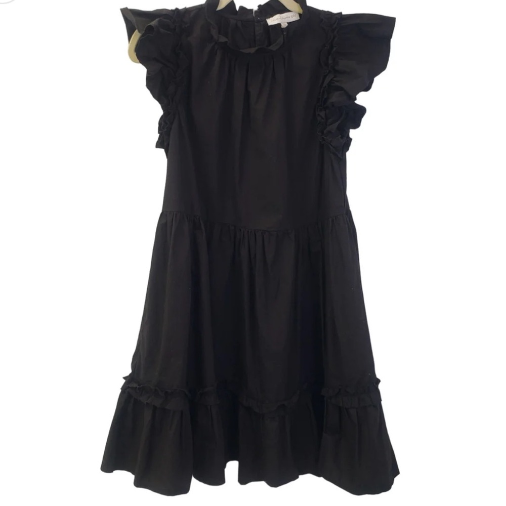 House of Harlow Black Flutter Sleeve Tiered A-Line Mini Dress Size Large